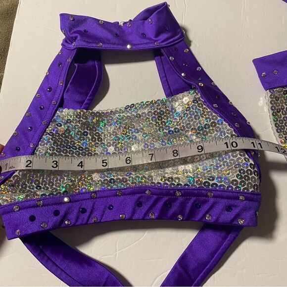 Custom Pleasers Glamorous dance costume purple sequin rhinestone fringe LC child - Picture 8 of 12